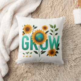 Cojín Decorativo Diseño Ecológico Girasol Crece Tierra