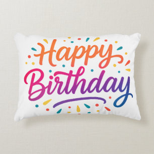 Cojín Decorativo Diseño elegante de caligrafía de cumpleaños