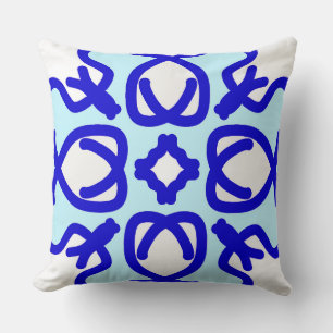 Cojín Decorativo Diseño elegante de tela clásica azul y blanco