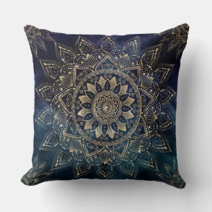 Cojín Decorativo Diseño elegante Gold Mandala Blue Galaxy