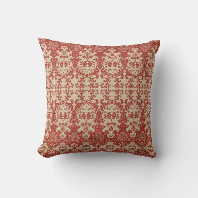 Cojín Decorativo Diseño elegante inspirado en damasco rojo (Anverso)