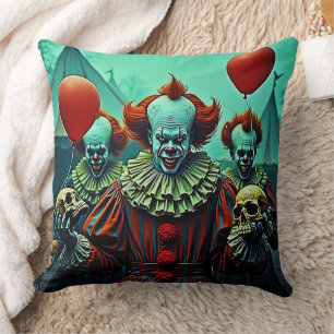 Cojín Decorativo Diseño escalofriante de escena de terror de payaso