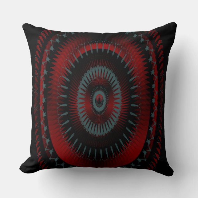 Cojín Decorativo Diseño espiral rojo, negro y gris (Anverso)