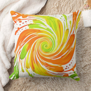 Cojín Decorativo Diseño espiral verde y Naranja