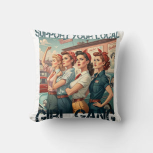 Cojín Decorativo Diseño estético vintage Chica Gang Retro