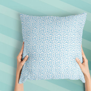 Cojín Decorativo Diseño Feliz Corazones Blancos Azul Cielo