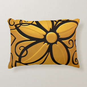 Cojín Decorativo Diseño floral amarillo dorado radiante