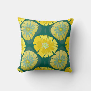 Cojín Decorativo Diseño floral amarillo y verde