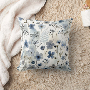 Cojín Decorativo Diseño floral azul de nomeolvides orgánico acogedo