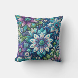 Cojín Decorativo Diseño floral azul morado