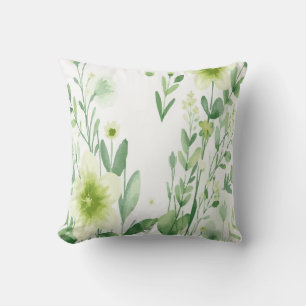 Cojín Decorativo Diseño floral blanco con patrón botánico verde