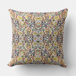 Cojín Decorativo Diseño floral colorido clásico blanco lindo