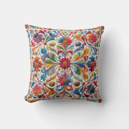Cojín Decorativo Diseño floral con bordado colorido