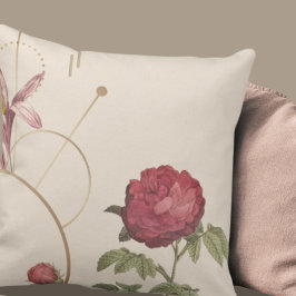 Cojín Decorativo Diseño floral crema y borgoña simple y elegante
