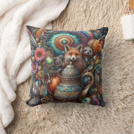 Cojín Decorativo Diseño floral de Boho Fox Raccoon