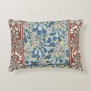 Cojín Decorativo Diseño Floral de Castaño Art Nouveau Antiguo