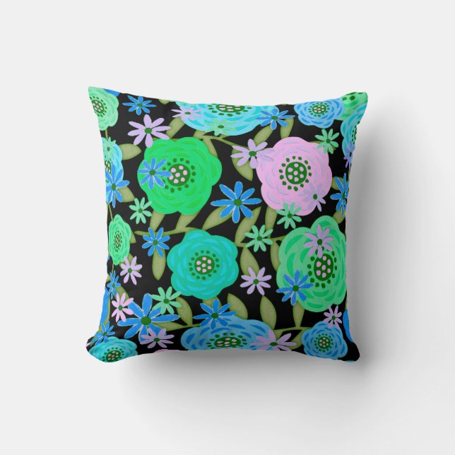 Cojín Decorativo Diseño floral de fantasía (Anverso)