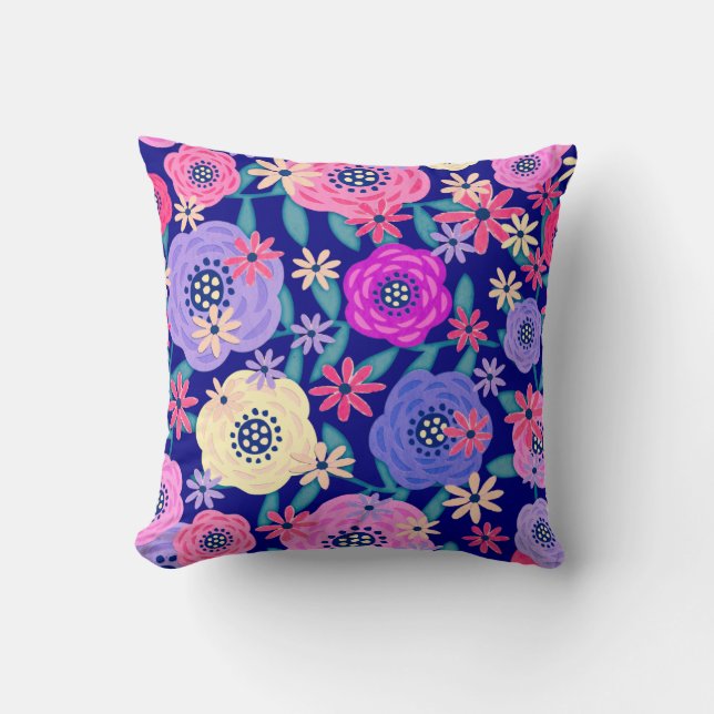 Cojín Decorativo Diseño floral de fantasía (Anverso)