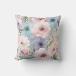 Cojín Decorativo Diseño floral de flores moradas rosadas azules