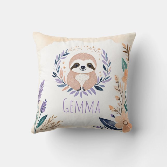 Cojín Decorativo Diseño floral de personalizado Baby Sloth Pillow B (Reverso)