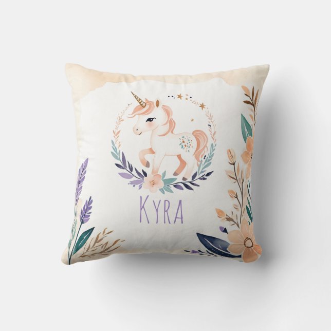 Cojín Decorativo Diseño floral de personalizado Unicorn Pillow Boho (Reverso)