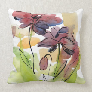 Cojín Decorativo Diseño floral del verano con el extracto pintado