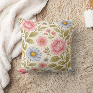 Cojín Decorativo Diseño Floral Elegante Patrón de Flor Botánica