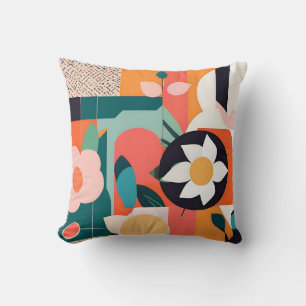 Cojín Decorativo Diseño floral geométrico de Vibrant Bauhaus