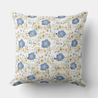 Cojín Decorativo Diseño floral gris azul