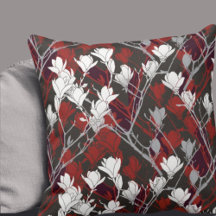 Diseño floral gris blanco negro y rojo