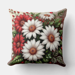 Cojín Decorativo Diseño floral intrincado con joyas
