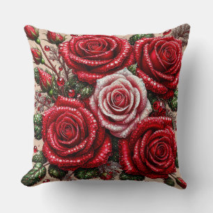 Cojín Decorativo Diseño floral intrincado con joyas