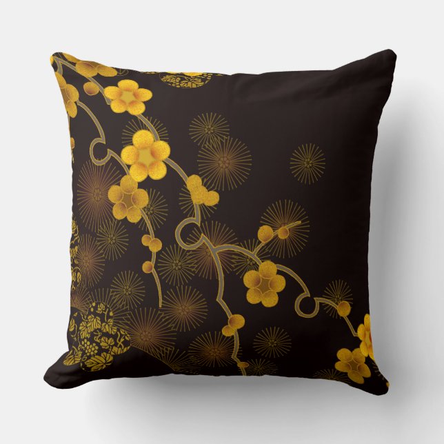 Cojín Decorativo Diseño floral japonés (Anverso)