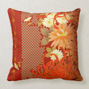 Cojín Decorativo Diseño floral japonés del vintage