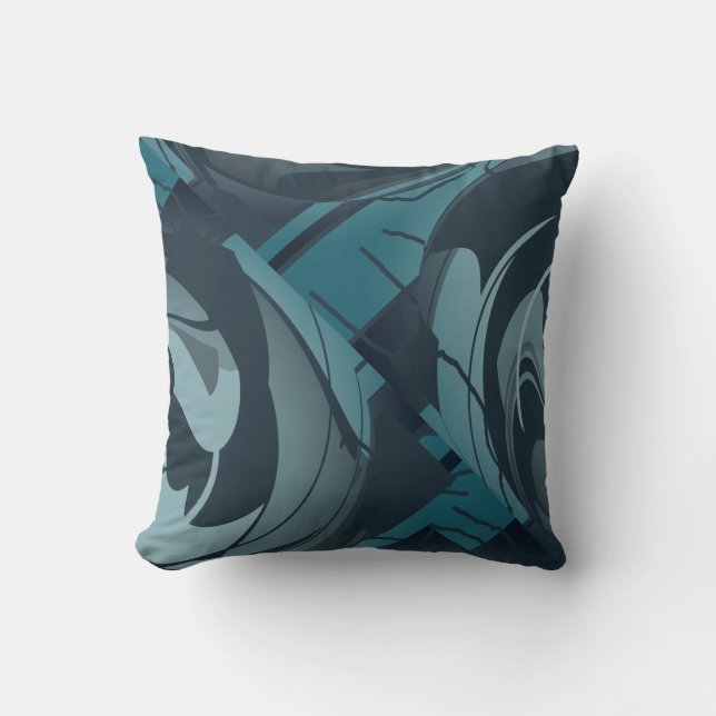 Cojín Decorativo Diseño floral marino grisáceo (Anverso)