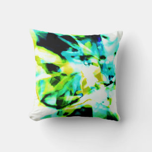 Cojín Decorativo Diseño Floral Mezcla Verde Aqua Amarillo Negro
