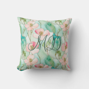 Cojín Decorativo Diseño floral romántico de tinta alcohólica pastel