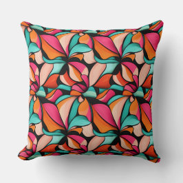 Cojín Decorativo Diseño floral rosa, Naranja y de jade pálida