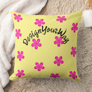 Cojín Decorativo diseño floral rosa retro de mediados de siglo