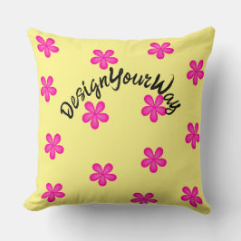 Cojín Decorativo diseño floral rosa retro de mediados de siglo