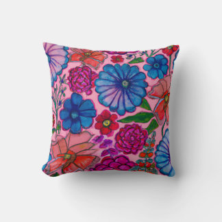 Cojín Decorativo Diseño floral rosa y azul
