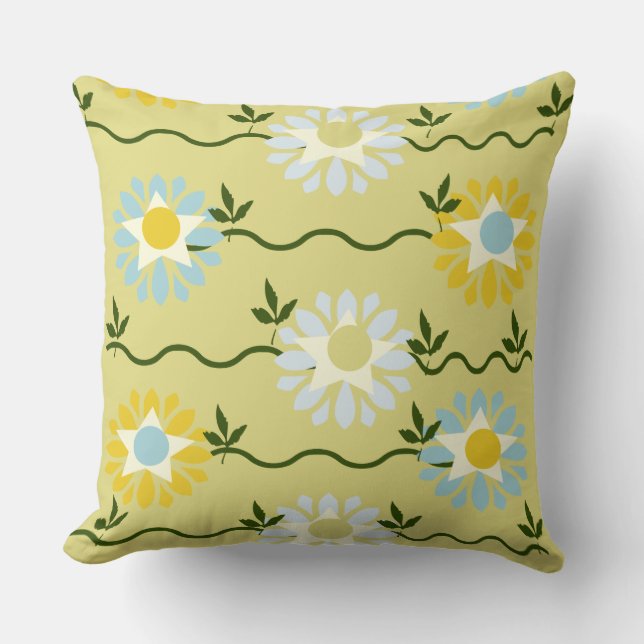 Cojín Decorativo Diseño floral verde (Anverso)