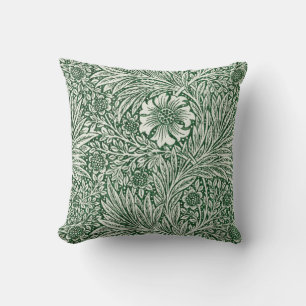 Cojín Decorativo diseño floral verde caléndula de william morris