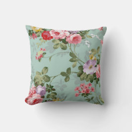 Cojín Decorativo Diseño floral verde vintage 