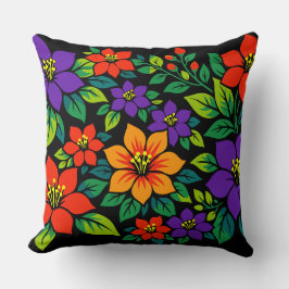 Cojín Decorativo Diseño floral vibrante con flores coloridas