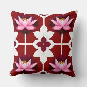 Cojín Decorativo Diseño floral vibrante de loto rosa