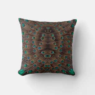 Cojín Decorativo Diseño Fractal de Pluma de Faisán