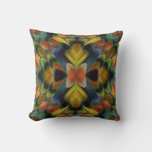 Cojín Decorativo Diseño fractal de plumas de lovebird