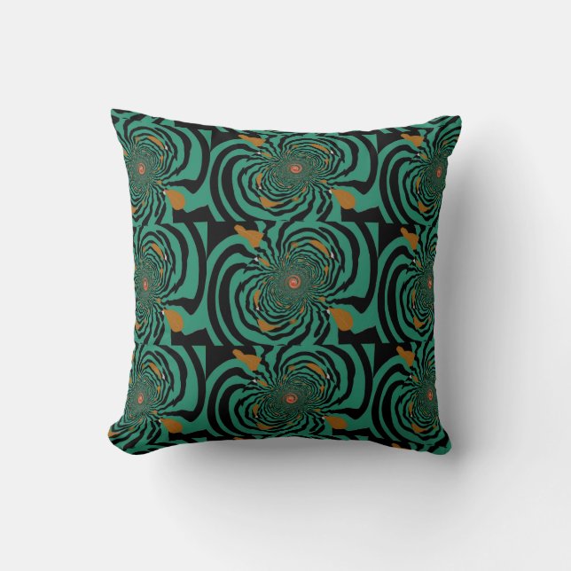 Cojín Decorativo Diseño Fractal Verde Bosque Profundo (Anverso)