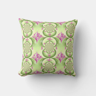 Cojín Decorativo Diseño Fractal Verde y Púrpura